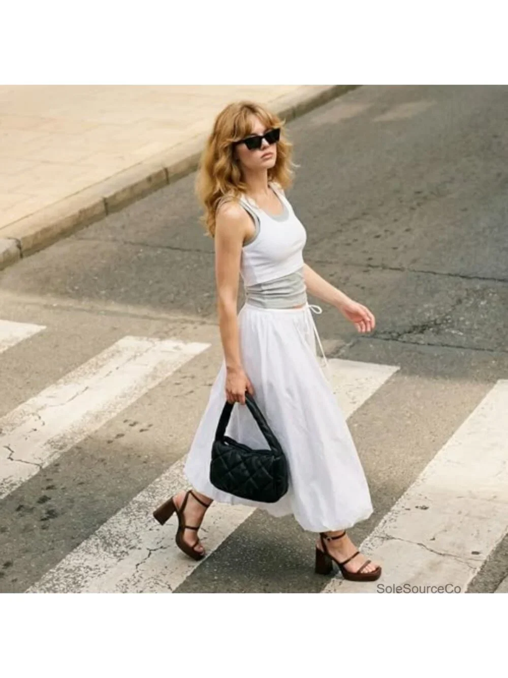 Women's Platform Heeled Sandals 3 Inch Chunky Block Heel Square Toe Ankle Strap